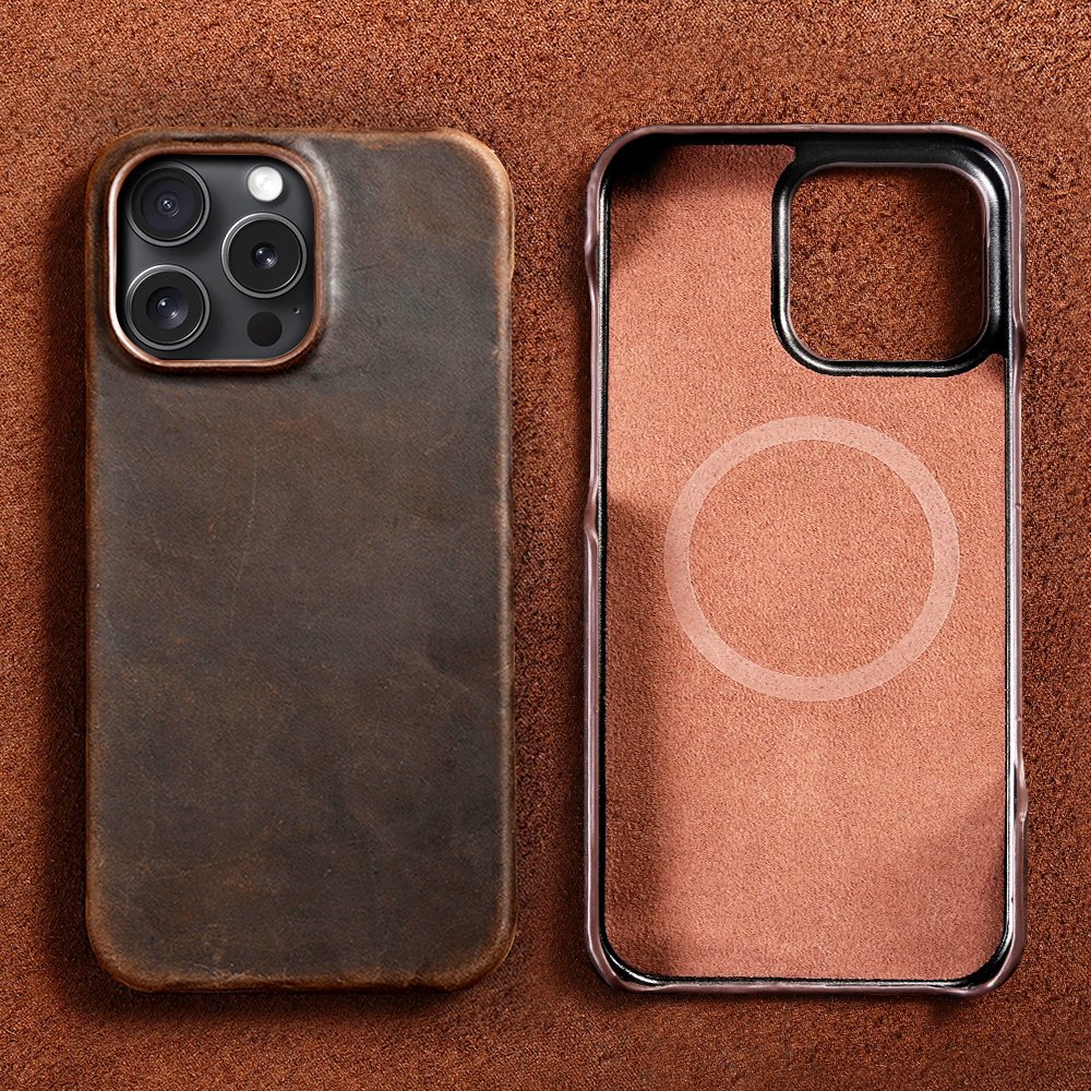 First-layer Cowhide Magnetic Protective Case For Phones - Image 6