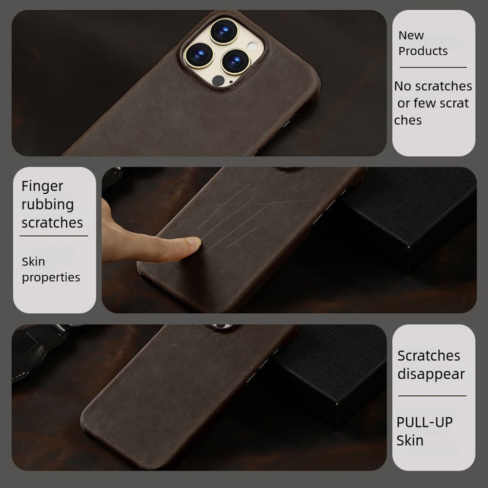 First-layer Cowhide Magnetic Protective Case For Phones - Image 4