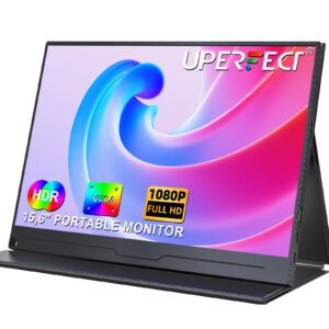 UPERFECT 15.6 Inch HDR IPS Portable Monitor, 1080P FHD USB-C HDMI, Dual Speaker Travel Screen, VESA Compatible, For Laptop PC Phone